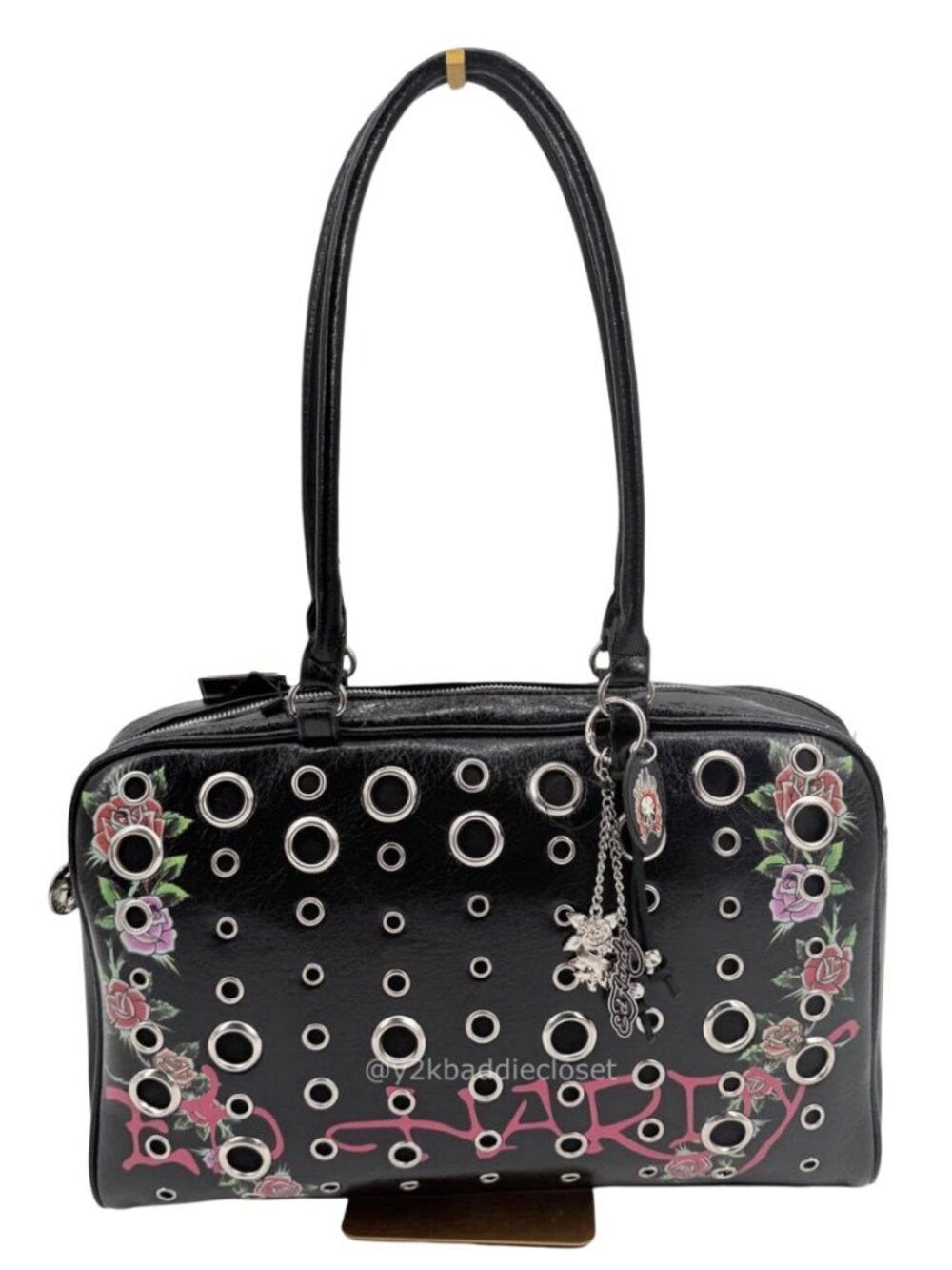 Ed Hardy Black Satchel Tote Top Handle Laptop Bag Large
